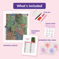 Thumbnail for What is included in the Indoor Greenery Collection diamond painting kit - adhesive canvas, reference sheet, tools and numbered drill bags
