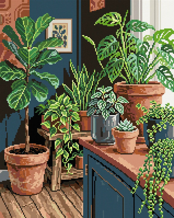 Indoor Greenery Collection, 40x50 cm diamond painting – finished design preview