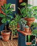 Thumbnail for Indoor Greenery Collection, 40x50 cm diamond painting – finished design preview with a close-up of square drills