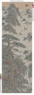 Thumbnail for Diamond painting adhesive canvas preview - Ink Cranes Scroll