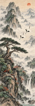 Thumbnail for Ink Cranes Scroll, 40x120 cm diamond painting – original artwork the design is made from