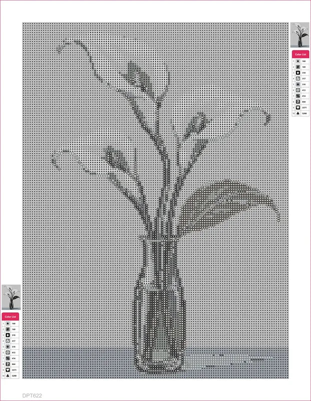 Diamond painting adhesive canvas preview - Ink Study of Calla Lilies