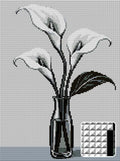 Thumbnail for black-and-white ink-style calla lilies, 30x40 cm diamond painting – design and close-up of square drills