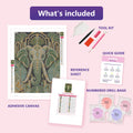 Thumbnail for What is included in the Ivory Trunk Art Deco diamond painting kit - adhesive canvas, reference sheet, tools and numbered drill bags