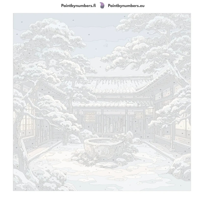 Numbered canvas - Japanese Courtyard in Snow 50x50cm