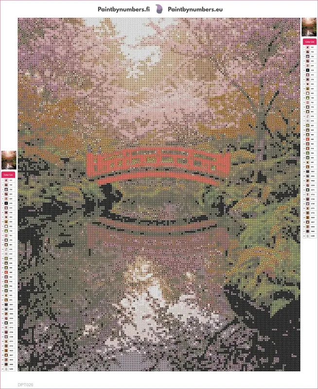 Red Bridge diamond painting adhesive canvas 40x50cm