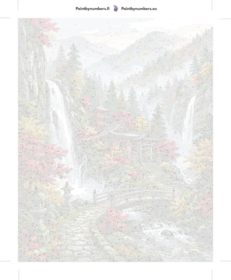 Paint by numbers numbered canvas - Japanese Garden with Waterfalls 40x50cm
