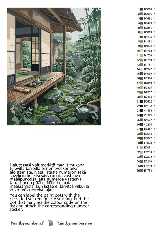 Color chart and instructions - Japanese House and Garden 40x50cm