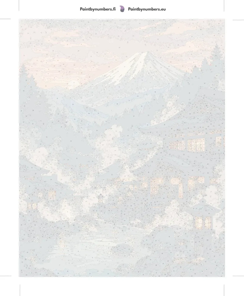 Paint by numbers numbered canvas - Japanese Onsen and Mountain 40x50cm
