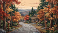 Thumbnail for Japanese temple and stone path in an autumn forest Paint By Numbers