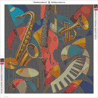 Thumbnail for Diamond painting adhesive canvas preview - Jazz Instruments