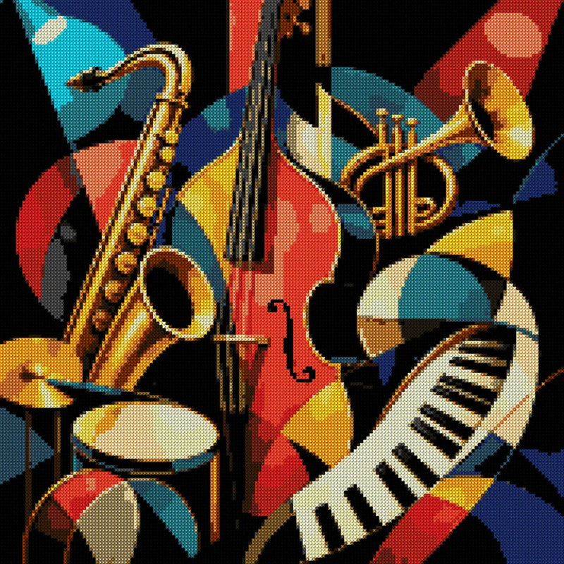 Diamond painting pattern chart - Jazz Instruments