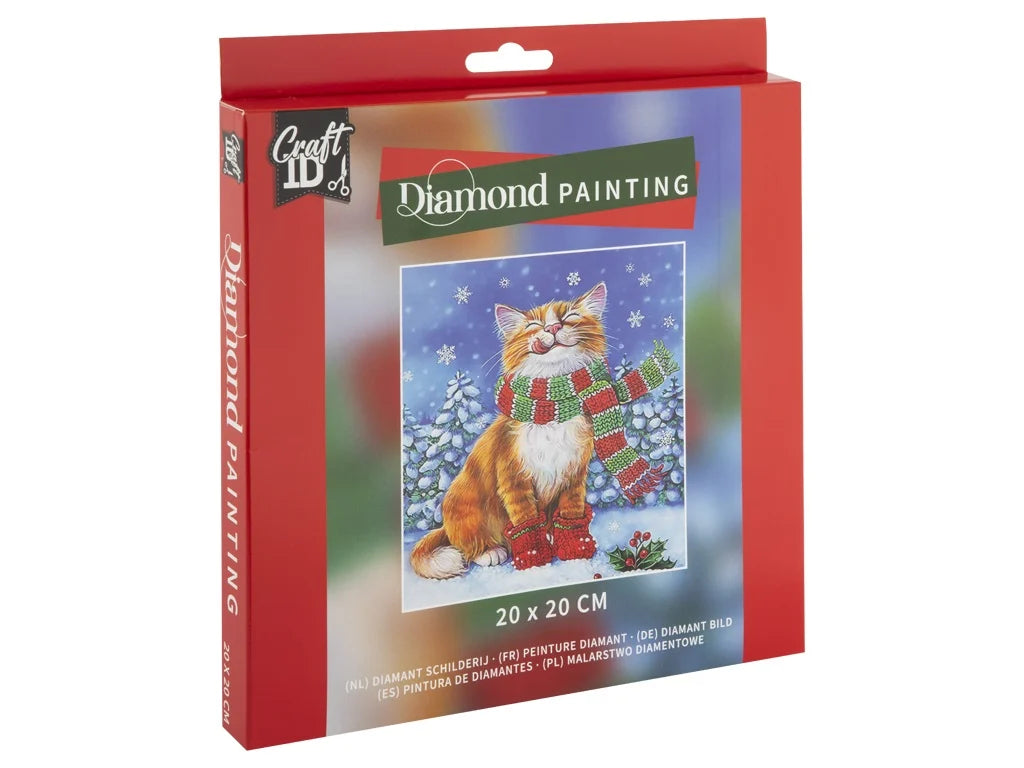 Diamond painting Christmas cat 20x20cm 