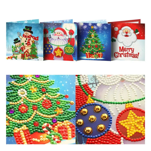 Set of 4 diamond painting Christmas cards