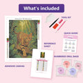 Thumbnail for Jungle Bengal Cat 30x40cm diamond painting kit contents: adhesive canvas, color chart, tools and diamond bags