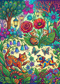 Thumbnail for Diamond Painting of a magical garden with colorful cats, a dog, butterflies, and flowers.