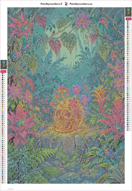 Diamond painting adhesive canvas preview - Jungle Skull With Flowers