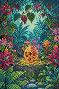 Thumbnail for Jungle Skull With Flowers, 40x60 cm diamond painting – full design preview without the close-up inset