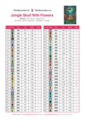 Thumbnail for DMC color chart for Jungle Skull With Flowers diamond painting - 58 colors
