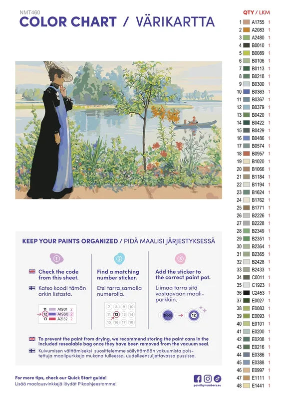 Paint color chart and instructions - Karin by the shore 60x40cm