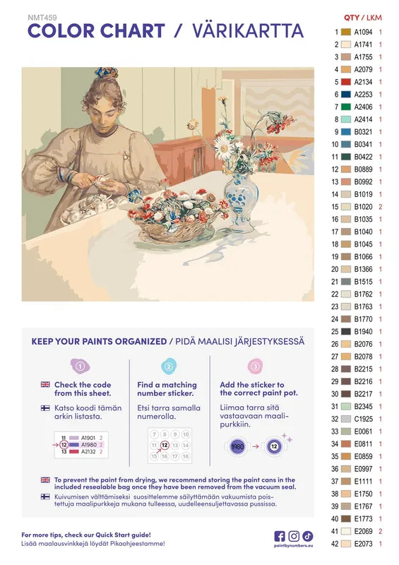 Paint color chart and instructions - Karin Peeling Apples 50x40cm