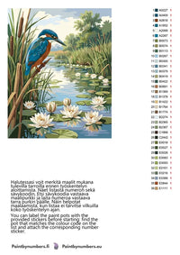 Thumbnail for Paint color chart and instructions - Kingfisher and Water Lilies 40x50cm