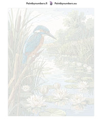 Thumbnail for Paint by numbers numbered canvas - Kingfisher and Water Lilies 40x50cm