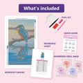 Thumbnail for Kingfisher 40x70cm diamond painting kit contents: adhesive canvas, color chart, tools and diamond bags