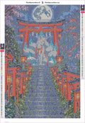 Thumbnail for Diamond painting adhesive canvas preview - Kitsune Shrine at Night