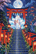 Thumbnail for Kitsune Shrine at Night, 40x60 cm diamond painting – finished design preview