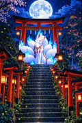 Thumbnail for Kitsune Shrine at Night, 40x60 cm diamond painting – original artwork the design is made from