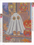 Thumbnail for Diamond painting adhesive canvas preview - Kitten in a Ghost Sheet