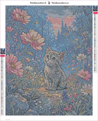 Thumbnail for Kitten in Flowers diamond painting adhesive canvas 40x50cm