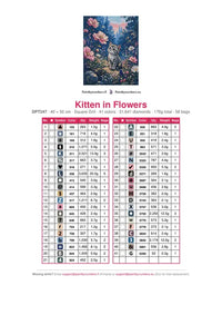Thumbnail for Kitten in Flowers diamond painting color chart – 41 DMC colors