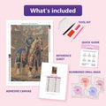 Thumbnail for Knight on Horse 40x60cm diamond painting kit contents: adhesive canvas, color chart, tools and diamond bags