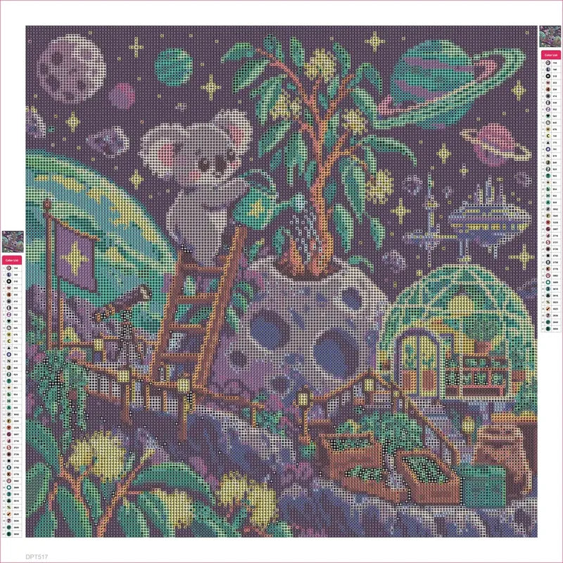 Diamond painting adhesive canvas preview - Koala Moon Gardener