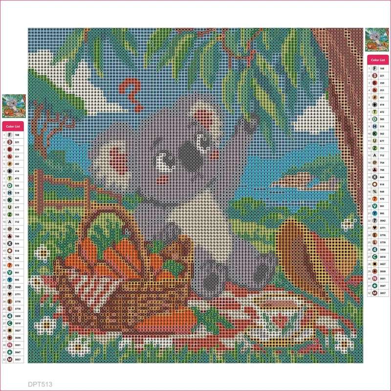 Diamond painting adhesive canvas preview - Koala with the Wrong Picnic