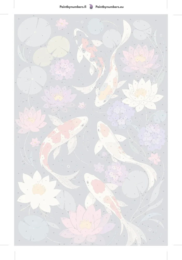 Paint by numbers numbered canvas - Koi Fish and Water Lilies 40x60cm