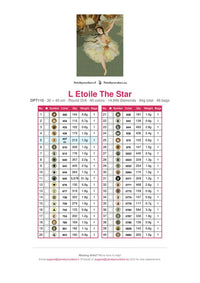 Thumbnail for DMC color chart for L Etoile The Star diamond painting - 40 colors