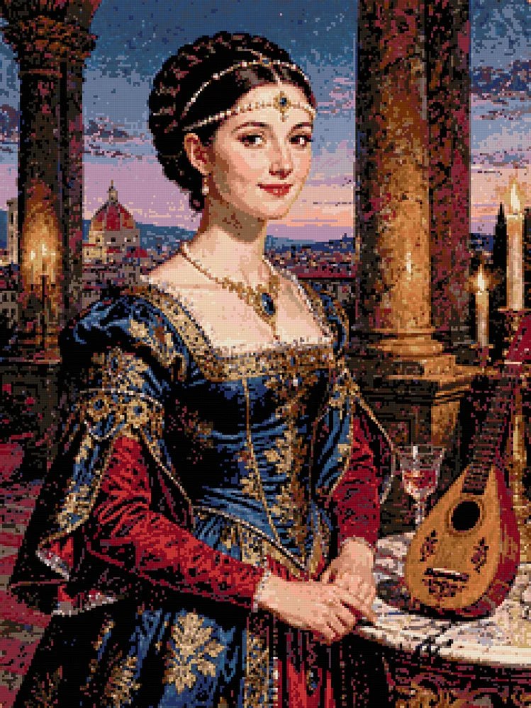 Diamond pattern - Lady with Mandolin