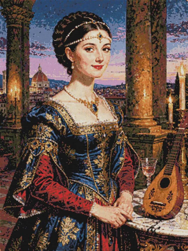 Diamond pattern - Lady with Mandolin