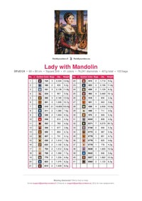 Thumbnail for Lady with Mandolin diamond painting color chart – 41 DMC colors