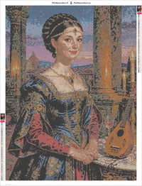 Thumbnail for Lady with Mandolin diamond painting adhesive canvas 60x80cm