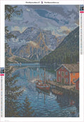 Thumbnail for Lake Boathouse diamond painting adhesive canvas 40x60cm