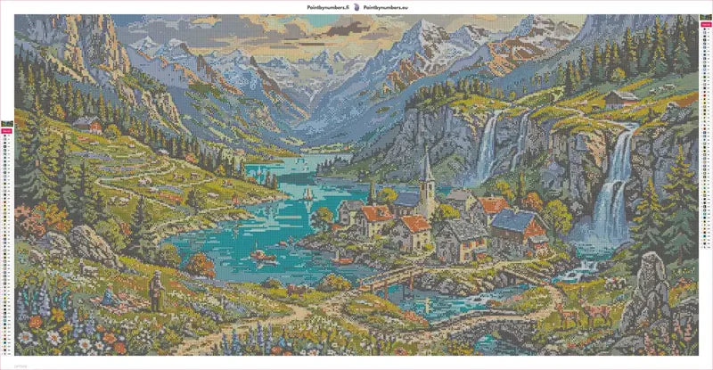 Diamond painting adhesive canvas preview - Lakeside Picnic