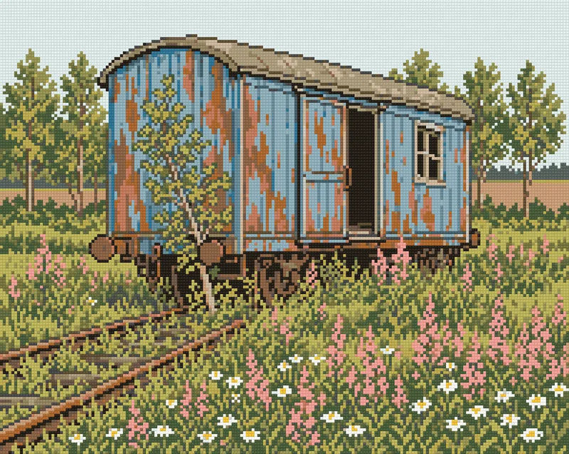 Left on the Siding, 50x40 cm diamond painting – finished design preview
