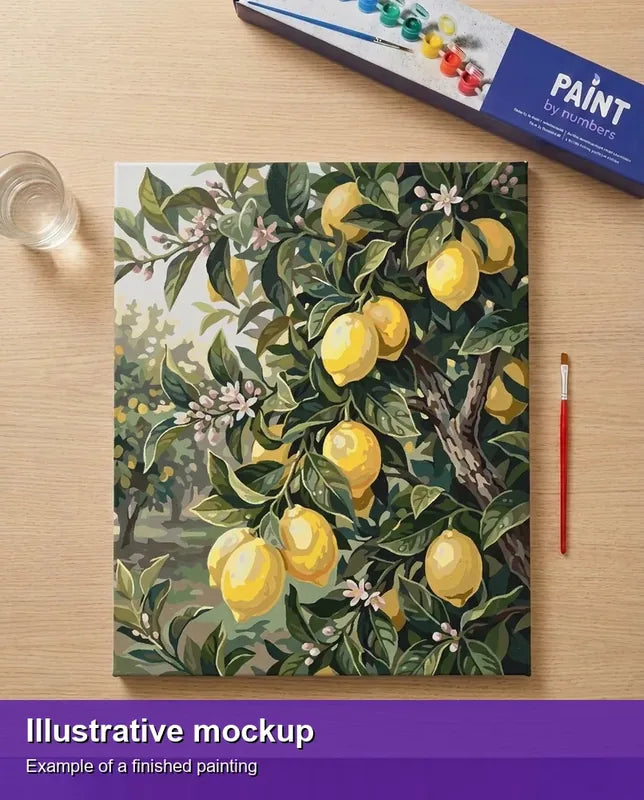 Illustration of the completed paint by numbers - Lemon Tree Branches 40x50cm