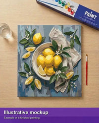 Thumbnail for Illustration of the finished paint by numbers - Lemons in Bowl 50x50cm
