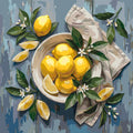 Thumbnail for Bowl of lemons and green leaves Paint By Numbers