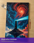 Thumbnail for Illustration of the completed paint by numbers - Lighthouse and Swirling Sky 40x70cm